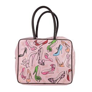 Miss Fluff 2009 Laptop Bag Pink Whimsical Shoe Print Travel Case Fashionista
